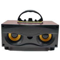 Double Corne Sans Fil Boombox Portable Hibou Haut-Parleur avec Microphone Woonder En Cuir Oiseaux de Bande Dessinée Haut-Parleur