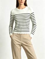 Pull Classique Femme en Maille Torsadée Col Montant Bouton Métallique à Trou de Clé Manches Longues Automne Hiver Décontracté