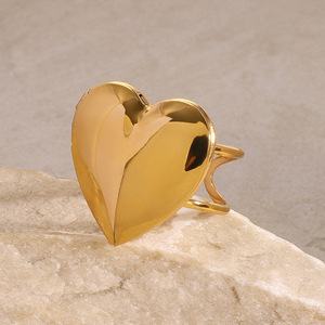 Heart-Shaped Gold Stainless Steel <b>Ring</b> <b>Adjustable</b> Photo Box Unisex Jewelry Gift - Product Image 3