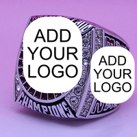 Personnalisez votre bague de champion en or avec logo, cristaux et strass, style décontracté/sportif, unisexe
