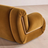 Fauteuil de salon moderne convertible et inclinable en velours moutarde avec ottoman, fauteuil moelleux, mobilier de salon, fauteuil d'appoint design