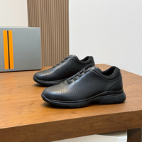Chaussures de marche décontractées pour hommes en cuir perforé de style designer de haute qualité, à enfiler avec lacets élastiques, semelle épaisse et souple