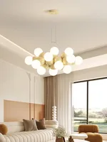 Lampe suspendue de style moderne italien 2025 pour salon, table à manger, restaurant, crème, nouveau lustre à piles