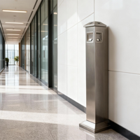 Poubelle debout carrée en acier inoxydable avec conception écologique sans couvercle pour une utilisation en intérieur au bureau