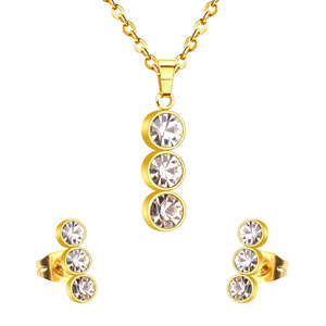 Ensemble de colliers en acier inoxydable avec pendentif en strass pour femmes, bijoux de fête, accessoires de mode - Product Image 5