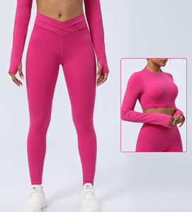 YIYI pas de chameau orteil contrôle du ventre sport Fitness collants haute élastique beurre tissu <span class=keywords><strong>pantalon</strong></span> taille croisée entraînement Yoga femmes Leggings - Product Image 3