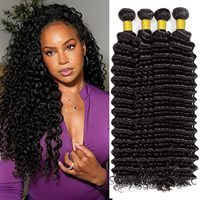 Extensions de cheveux humains vierges chinois Remy 15A, ondulation profonde, double trame, à tisser, lot en vrac, 100% non traités