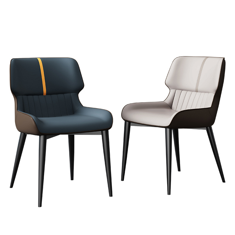 Modern Luxury Cheap Nordic Black Outdoor Metal Sofa Waiting Lounge Accent Furniture Home Sets Upholstered Leather Dining Chairs