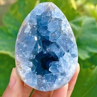 Geoda de Celestita Azul Natural, Cristal en Bruto, Forma Irregular, Adorno Decorativo para Decoración del Hogar