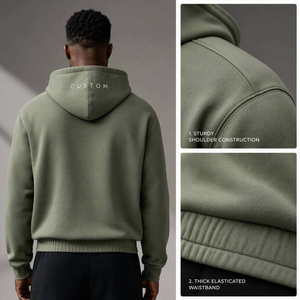 <span class=keywords><strong>Felpa</strong></span> con Zip Integrale Personalizzata di Lusso per Uomo, in Pile Pesante 420gsm, Oversize, Stile Vintage Streetwear - Product Image 3