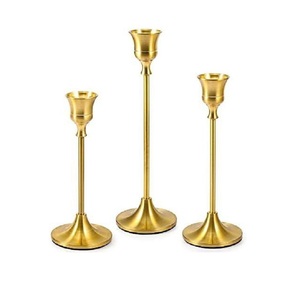 Vente chaude, design simple européen, bougeoir en fer de couleur cuivre vintage à fond rond, fait à la main, pour la Saint-Valentin - Product Image 1