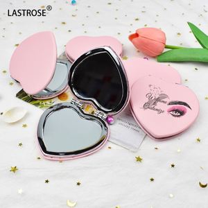 Espejos Cosméticos con Forma de Corazón, Espejos Plegables de Doble Cara de PU, Espejos Cosméticos de Marca Privada al por Mayor - Product Image 2