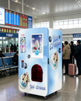Station de crème glacée et de glaces molles en libre-service avec système de garnitures double, sans plomberie