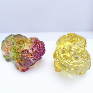 Estatua de cristal animal salvaje mítico chino recién llegado tropas valientes cristal Liuli esmalte Color Pixiu otras artesanías de cristal - Product Image 2
