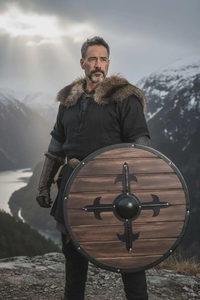 Accessoires de croisillon pour bouclier viking en bois personnalisés, 3D, médiévaux, faits à la main, pour reconstitution historique, cosplay, décoration intérieure et présentation, en fonte - Product Image 2