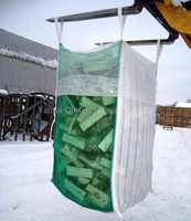 Sacs en filet géants FIBC respirants pour conteneurs en vrac PP, certifiés ISO9001, capacité 1-3 tonnes, pour stockage intérieur de bois de chauffage