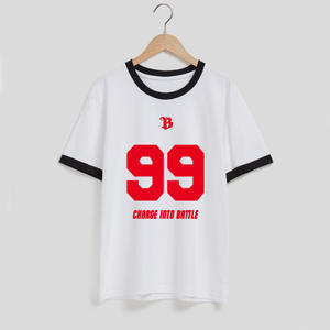 Estilo americano Retro Costura Contraste Color Impresión Camiseta de manga corta Unisex Verano Casual Deportes Top Suelto Personalizado - Product Image 6