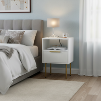 Table de Chevet en Bois de Luxe avec Pieds Dorés, Table d'Appoint Moderne pour Chambre à Coucher, Salon, Canapé – Design Unique – Offre Spéciale