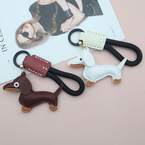 En Stock alta calidad Anti-Lost <span class=keywords><strong>Mini</strong></span> Dachshund perro PU cuero cordón lindo felpa colgante llave cuerda coche llavero - Product Image 4