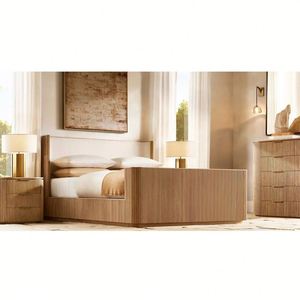 Nueva Cama con Cabecera de Tela Byron, Diseño Moderno, Tamaño Queen, para Dormitorio - Product Image 1