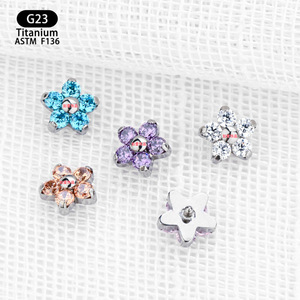 Boucles d'oreilles clous en titane avec zircon incrusté de 5,6 mm pour piercing d'oreille, de lèvre ou de nez - Product Image 4
