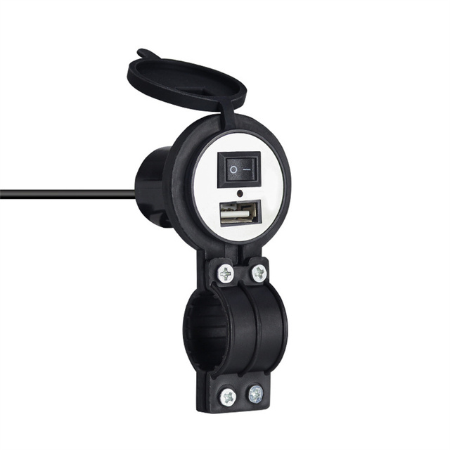 12V Waterproof Colorful Single USB Port Motorcycle USB Phone Charger with Switch