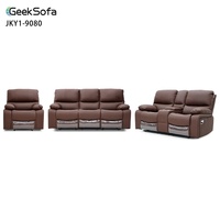 Ensemble de canapés inclinables sectionnels manuels en cuir moderne Geeksofa 3 2 1 avec console pour salon