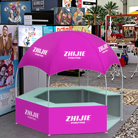 Gazebo hexagonal en fer de couleur personnalisée - Stand d'exposition extérieur avec comptoir - Dôme publicitaire promotionnel