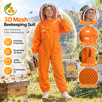 Combinaison d'apiculture 3D en maille, protection intégrale avec voile, respirante, vêtement de travail pour apiculture, poches utilitaires