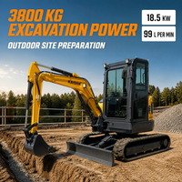 Mini-excavatrice chinoise 3,5 tonnes 2T 1 tonne, la plus petite mini-excavatrice diesel, excavatrice sur chenilles agricole de petite taille avec cabine climatisée