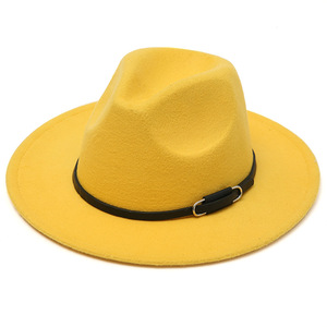 Sombrero Fedora de Fieltro <span class=keywords><strong>Rosa</strong></span> y Verde para <span class=keywords><strong>Hombre</strong></span> y Mujer, Estilo Jazz, Ala Ancha, Copa Plana, Venta al por Mayor - Product Image 5