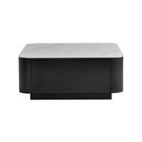Table basse nordique de luxe avec 2 tiroirs, design moderne et minimaliste, panneau en bois blanc brillant, rangement pour salon