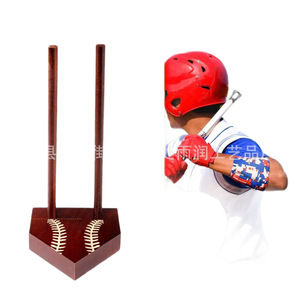 Soporte de exhibición de béisbol de madera con dos varillas para guardar bates, uso en escritorio - Product Image 1