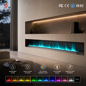 Chimenea de vapor de agua <span class=keywords><strong>eléctrica</strong></span> de doble línea de acero con luz LED moderna <span class=keywords><strong>para</strong></span> el hogar, Humidificador decorativo <span class=keywords><strong>para</strong></span> <span class=keywords><strong>sala</strong></span> de estar - Product Image 3