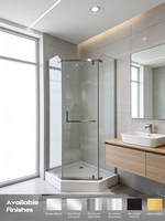 Cabines de douche d'angle portables en verre trempé pliables sans cadre, design carré moderne et personnalisé pour la maison