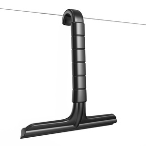 Escobilla de silicona negra de una pieza para limpiar puertas de vidrio de baño, cocina, coche y ventanas, con soporte. - Product Image 2