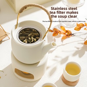 Juego de Té Kung Fu de Cerámica Estilo Crema con Asa, Caja de Regalo para Preparación junto a la Chimenea, Lujo Ligero, Alto Valor Estético, Estilo Nórdico, Corporativo - Product Image 4