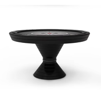 Table de poker professionnelle de luxe moderne pour l'intérieur, 6 places, ronde, imperméable, en feutre, avec porte-gobelets, plateau à jetons, table de jeu en bois de casino