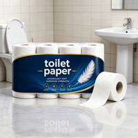 Sampel Gratis Tisu Kamar Mandi 3 Lapis Ramah Lingkungan, Aman untuk Septik, Larut dalam Air, Bebas Bahan Beracun, Logo Kustom, Kemasan Besar