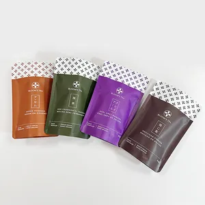 Custom Logo Tea Pouch Packaging Zip Lock Stand Up Pouch Doypack Coffee Aluminum Foil Resealable Herbal Mylar Bag