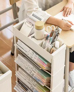 Grosir rak buku banyak lapisan pengatur penyimpanan buku besar alat tulis plastik rak File sekolah kantor meja dudukan buku