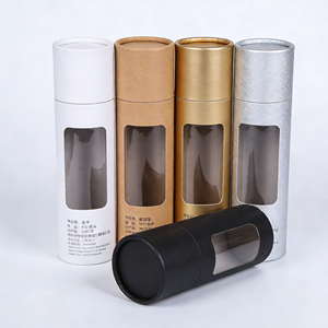 Personalized Cylindrical Cardboard Tube With Transparent <b>Window</b> Custom Logo Printed Cylinder Box For Candle Packing - Product Image 3