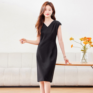 Elegante Traje de Verano sin Mangas con Cuello en V, Vestido de Marketing Inmobiliario con Falda y Chaleco para Carrera Profesional - Product Image 3