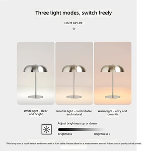 <span class=keywords><strong>Lampe</strong></span> de table portable <span class=keywords><strong>rechargeable</strong></span> en forme de champignon, sans fil, à intensité variable, en métal, fonctionnant sur batterie, avec veilleuse tactile pour chambre, bar, café - Product Image 6