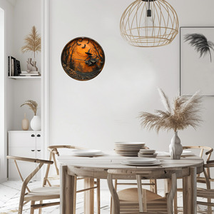 Halloween round wooden hanging ornaments, festive party atmosphere <b>wall</b> <b>decorations</b>, scary <b>decorations</b> for living room. - Product Image 4