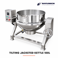 Charcuterie Cuve à Double Paroi 100L Inox Alimentaire à Basculement Agitateur Racleur Structure à Deux Chambres Concentration