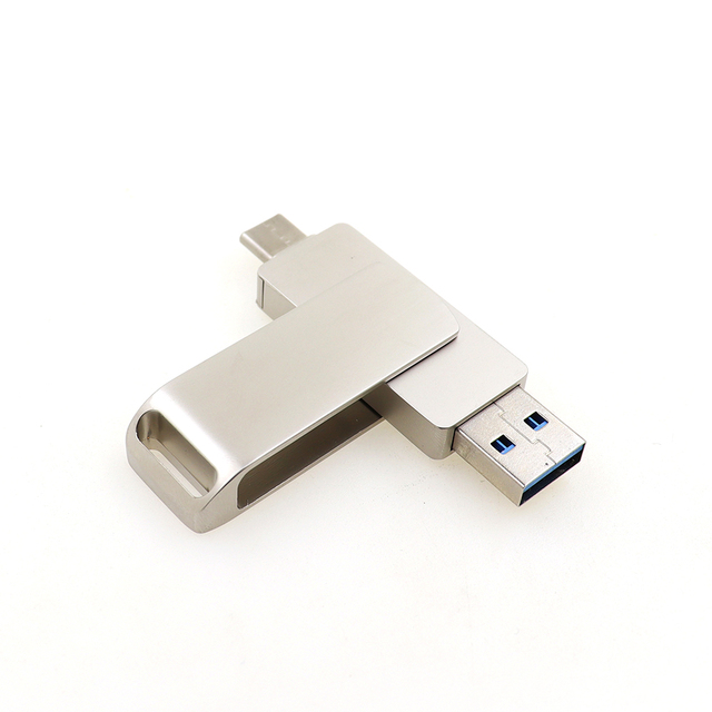 Brand dual type c metal cle usb custom logo usb c stick 8gb 16gb thumb key drive flip memorias 128gb 3.0 otg pendrive 64gb