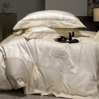 Literie en coton australien doux avec broderie exquise, luxe léger, ensemble de 4 pièces, 120 fils, drap, taie d'oreiller, housse de couette