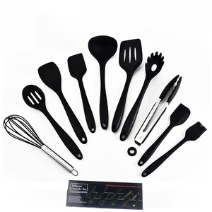 Vente en gros de 10 pièces de kit <span class=keywords><strong>d</strong></span>'ustensiles de cuisine en silicone toutes les fournitures de cuisine spatule de cuisson intégrée kit <span class=keywords><strong>d</strong></span>'ustensiles de cuisine en silicone - Product Image 1
