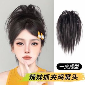 Pinza para el pelo con moño despeinado, peluca de cola de caballo esponjosa de corona alta para mujer, aspecto natural, fácil de usar - Product Image 3